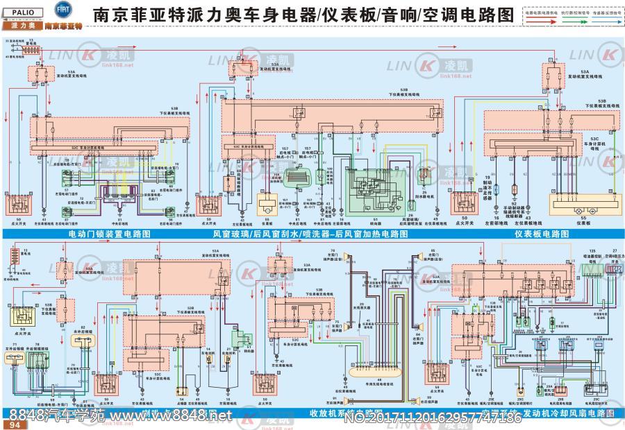 南京非亚特派利奥 车身电器、仪表板、音响与空调电路图